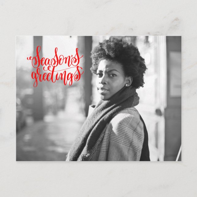 Postal Saludos de temporada - tipografía - tu foto (Anverso)