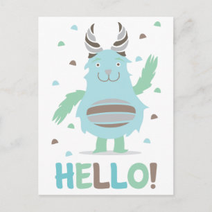 Postal Saludos de un monstruo azul amigable