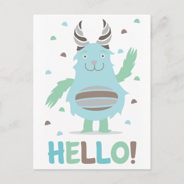 Postal Saludos de un monstruo azul amigable (Anverso)