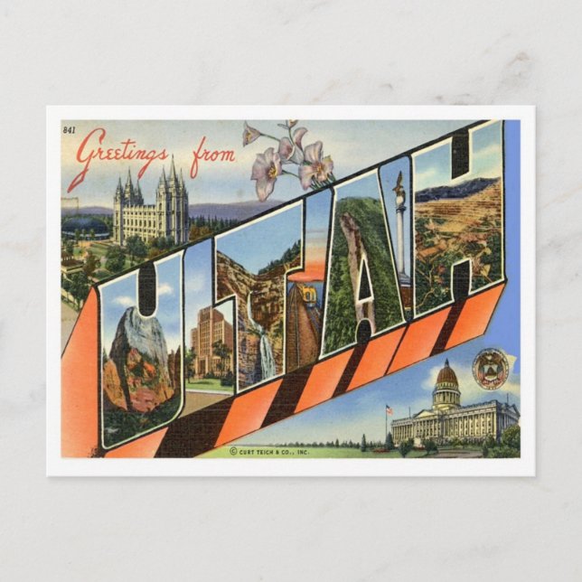 Postal Saludos de Utah desde Estados Unidos (Anverso)
