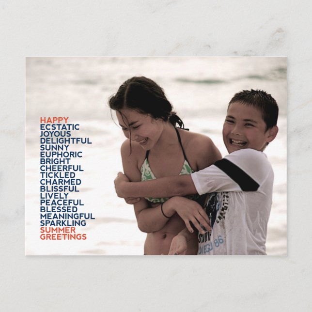 Postal Saludos de verano adjetivos (Anverso)