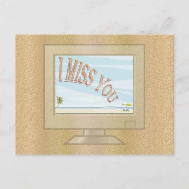 Postal Saludos de verano en el monitor (Anverso)