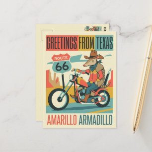 Postal Saludos de viaje de dibujos animados geniales de T