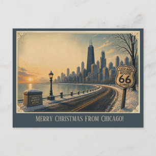 Postal Saludos de viaje de Navidad de la Ciudad Ventosa