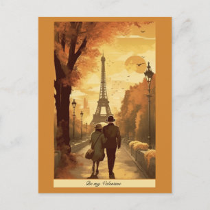 Postal Saludos de viaje de romance vintage París