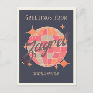Postal Saludos de viaje retro de Zagreb Croatia Hrvatska