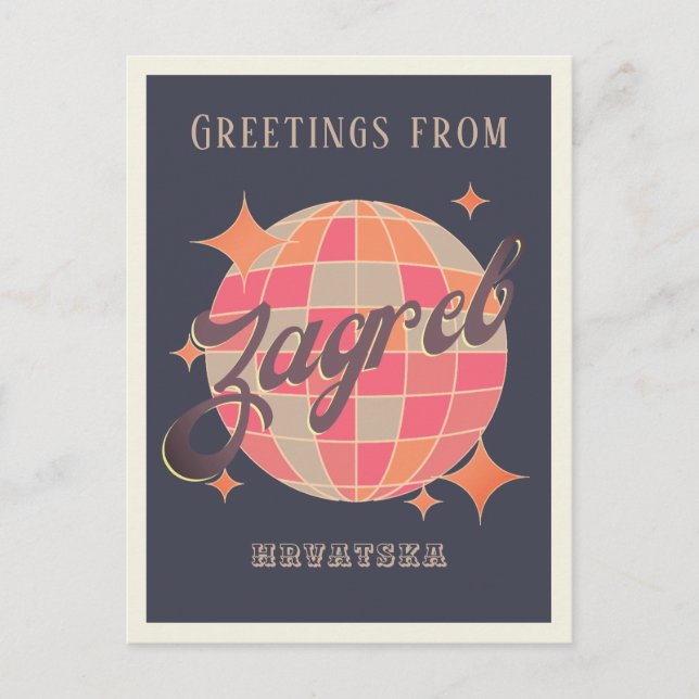 Postal Saludos de viaje retro de Zagreb Croatia Hrvatska (Anverso)