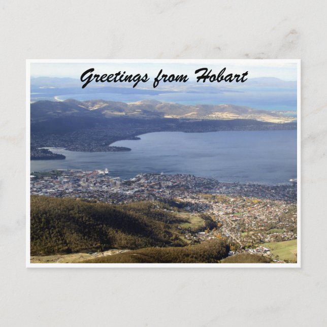 Postal saludos de vista de hobart (Anverso)