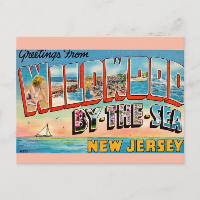 Postal Saludos de Wildwood by the Sea (Anverso)