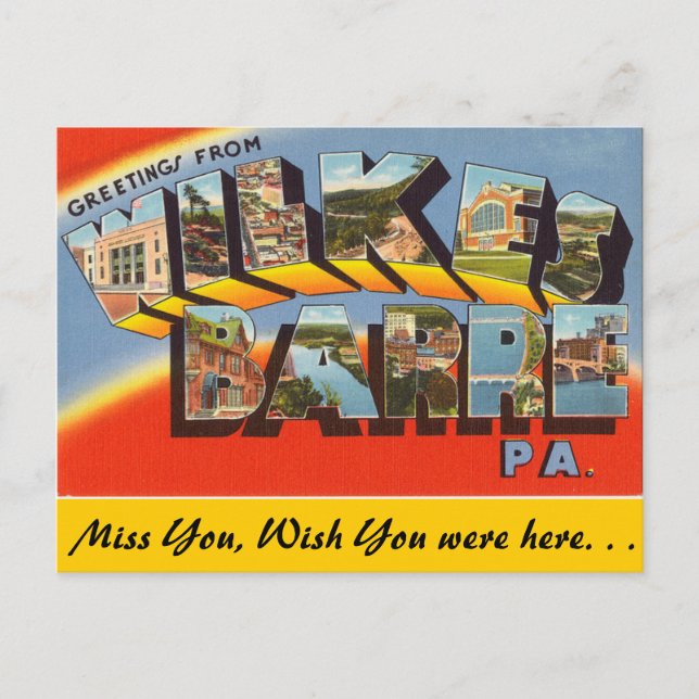Postal Saludos de Wilkes Barre (Anverso)
