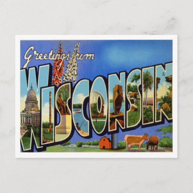 Postal Saludos De Wisconsin (Anverso)