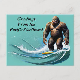 Postal Saludos de Yeti a pie de página desde el noroeste 