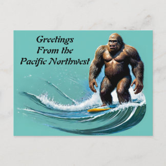 Postal Saludos de Yeti a pie de página desde el noroeste 