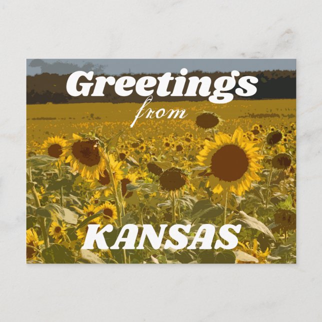 Postal Saludos del Sunflower de Kansas (Anverso)