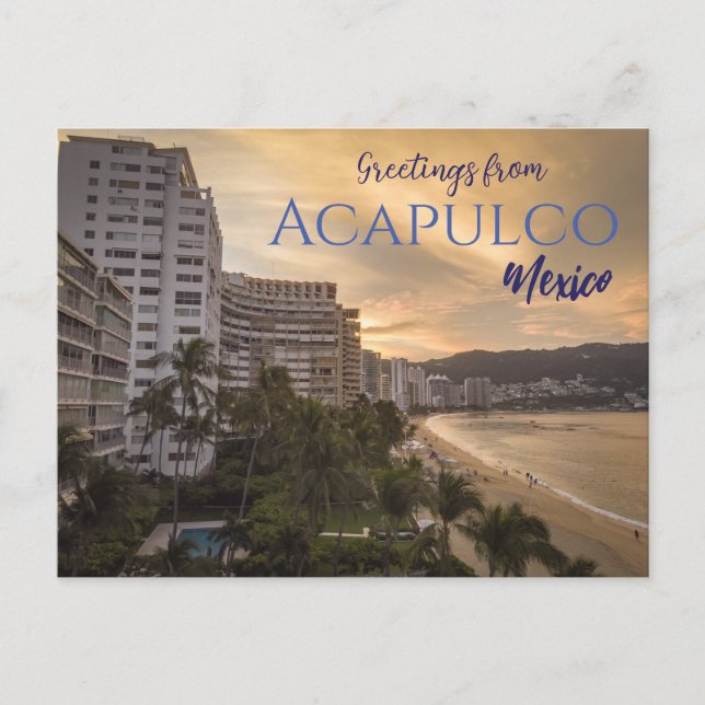 Postal Saludos desde Acapulco México después de la escena (Anverso)