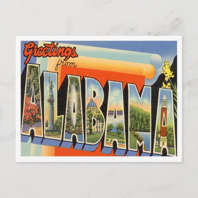 Postal Saludos desde Alabama Vintage (Anverso)
