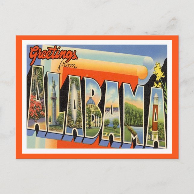 Postal Saludos desde Alabama Vintage (Anverso)