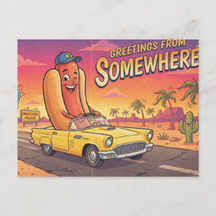 Postal Saludos Desde Algún Lugar Perro Caliente de Dibujo