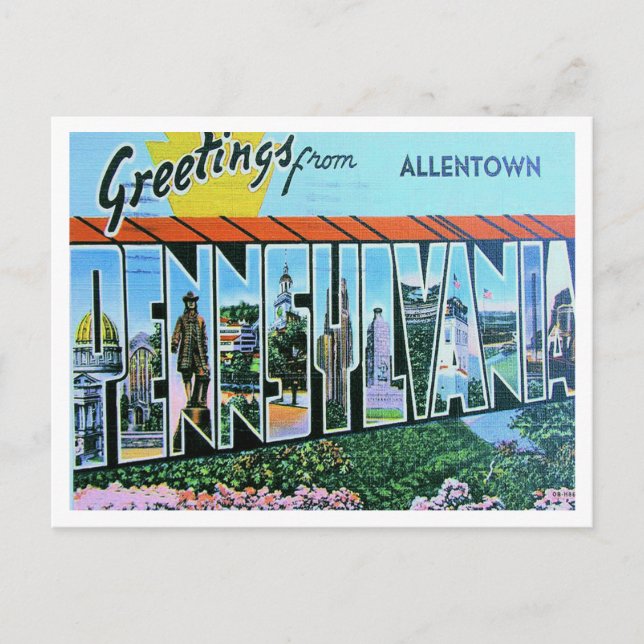 Postal Saludos desde Allentown, Pennsylvania Travel (Anverso)