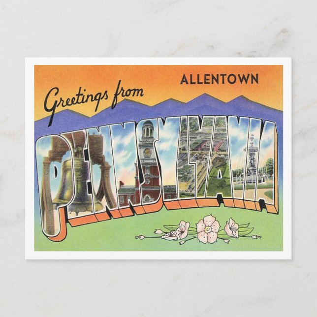 Postal Saludos desde Allentown, Pennsylvania Travel (Anverso)