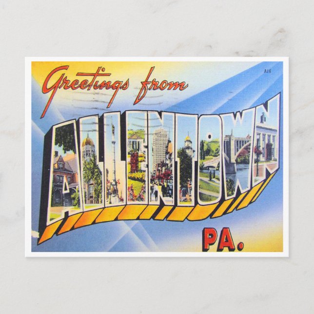 Postal Saludos desde Allentown, Pensilvania (Anverso)