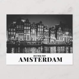 Postal Saludos desde Amsterdam Black & White Night
