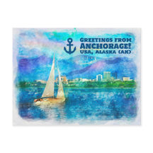 Saludos desde Anchorage - Pintura acuarela