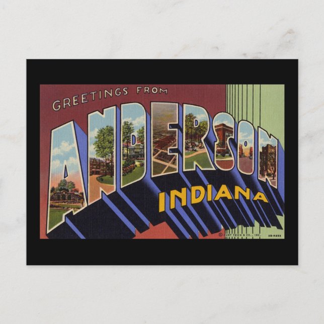 Postal Saludos desde Anderson Indiana (Anverso)