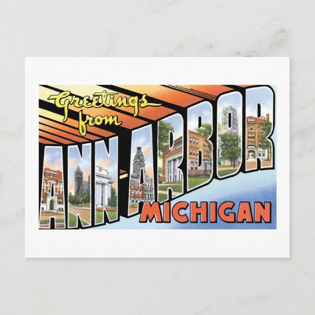 Postal Saludos desde Ann Arbor, Michigan (Anverso)