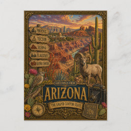 Postal Saludos desde Arizona | Arte Retro Vintage