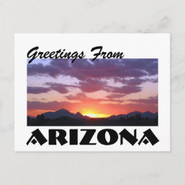 Postal ¡Saludos desde Arizona! Sunset de la montaña del d