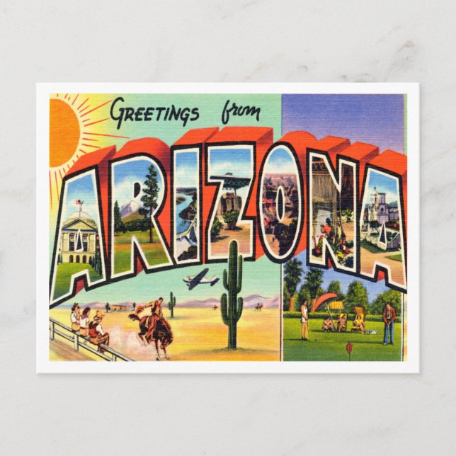 Postal Saludos desde Arizona Vintage Travel (Anverso)