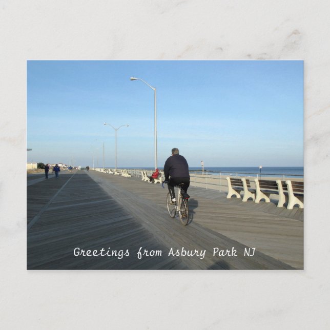 Postal Saludos desde Asbury Park NJ - Bicyclist (Anverso)