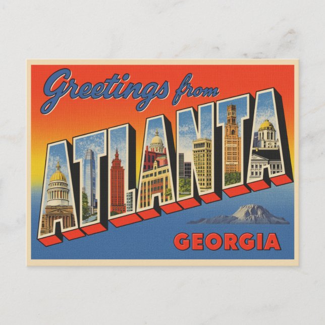 Postal Saludos desde Atlanta, Georgia Vintage (Anverso)