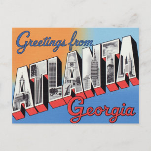 Postal Saludos desde Atlanta Georgia Vintage Skyline