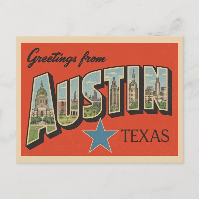 Postal "Saludos desde Austin, Texas" (Anverso)