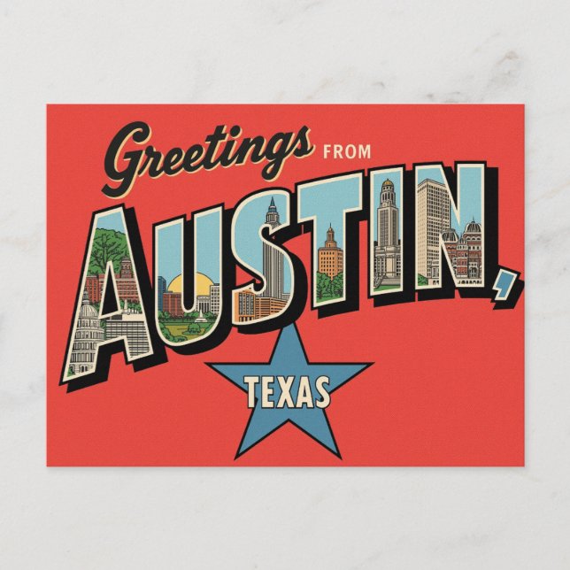 Postal "Saludos desde Austin, Texas" (Anverso)