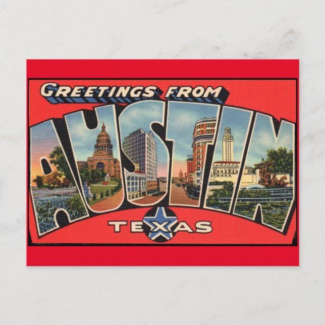 Postal Saludos desde Austin Texas Postcard (Anverso)