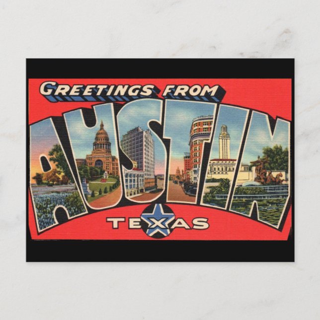Postal Saludos desde Austin Texas Postcard (Anverso)