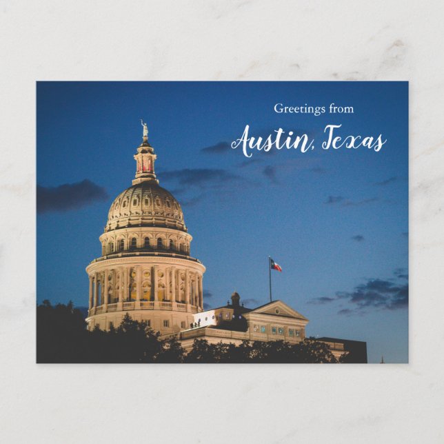 Postal Saludos desde Austin Texas Postcard Capitol (Anverso)