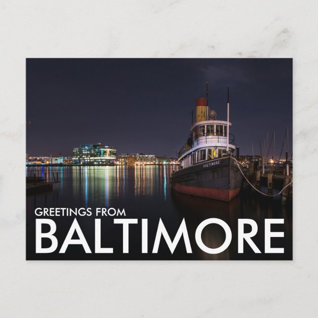 Postal Saludos desde Baltimore, Maryland, Estados Unidos (Anverso)