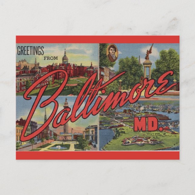 Postal Saludos desde Baltimore MD (Anverso)
