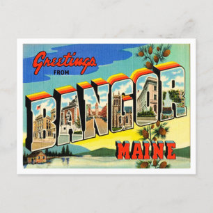 Postal Saludos desde Bangor, Maine Vintage Travel