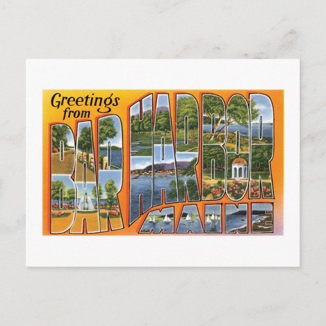 Postal ¡Saludos desde Bar Harbour, Maine! (Anverso)