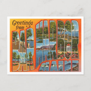 Postal Saludos desde Bar Harbour, Maine Vintage Travel