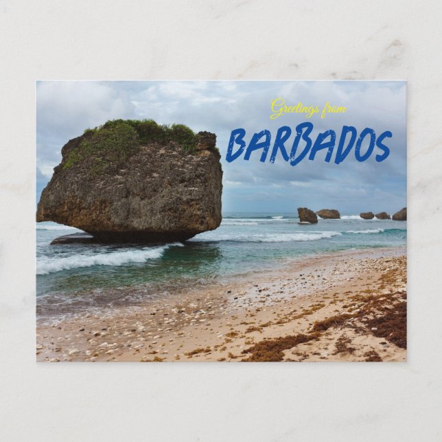 Postal Saludos desde Barbados Postcard Beach (Anverso)