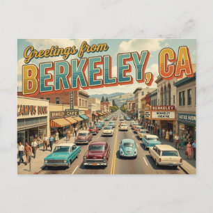Postal Saludos desde Berkeley CA Postal, 1960s Retro