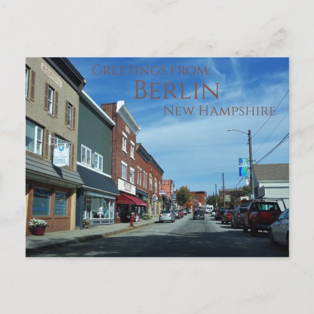 Postal Saludos desde Berlin New Hampshire (Anverso)