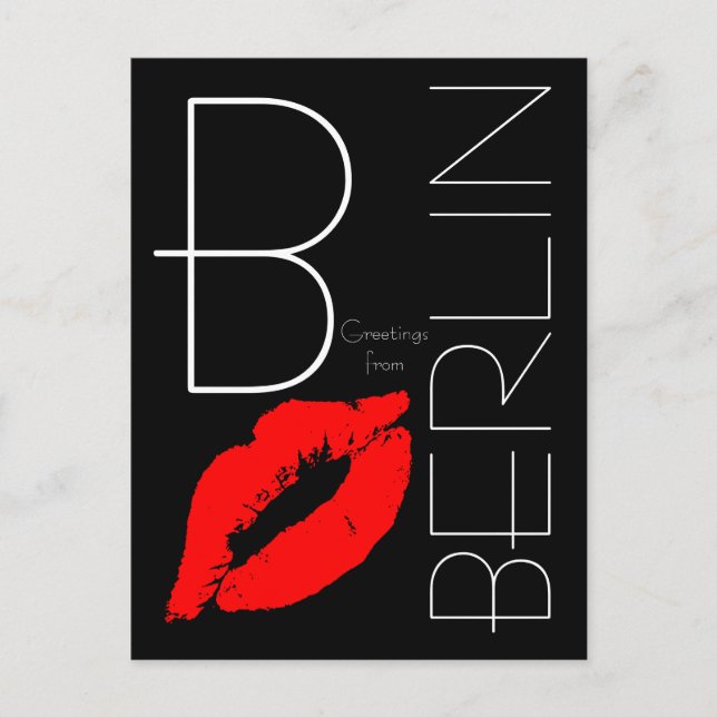 Postal Saludos desde Berlín Red Lipstick Kiss Black (Anverso)