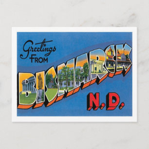 Postal Saludos desde Bismarck Dakota del Norte Ciudad de